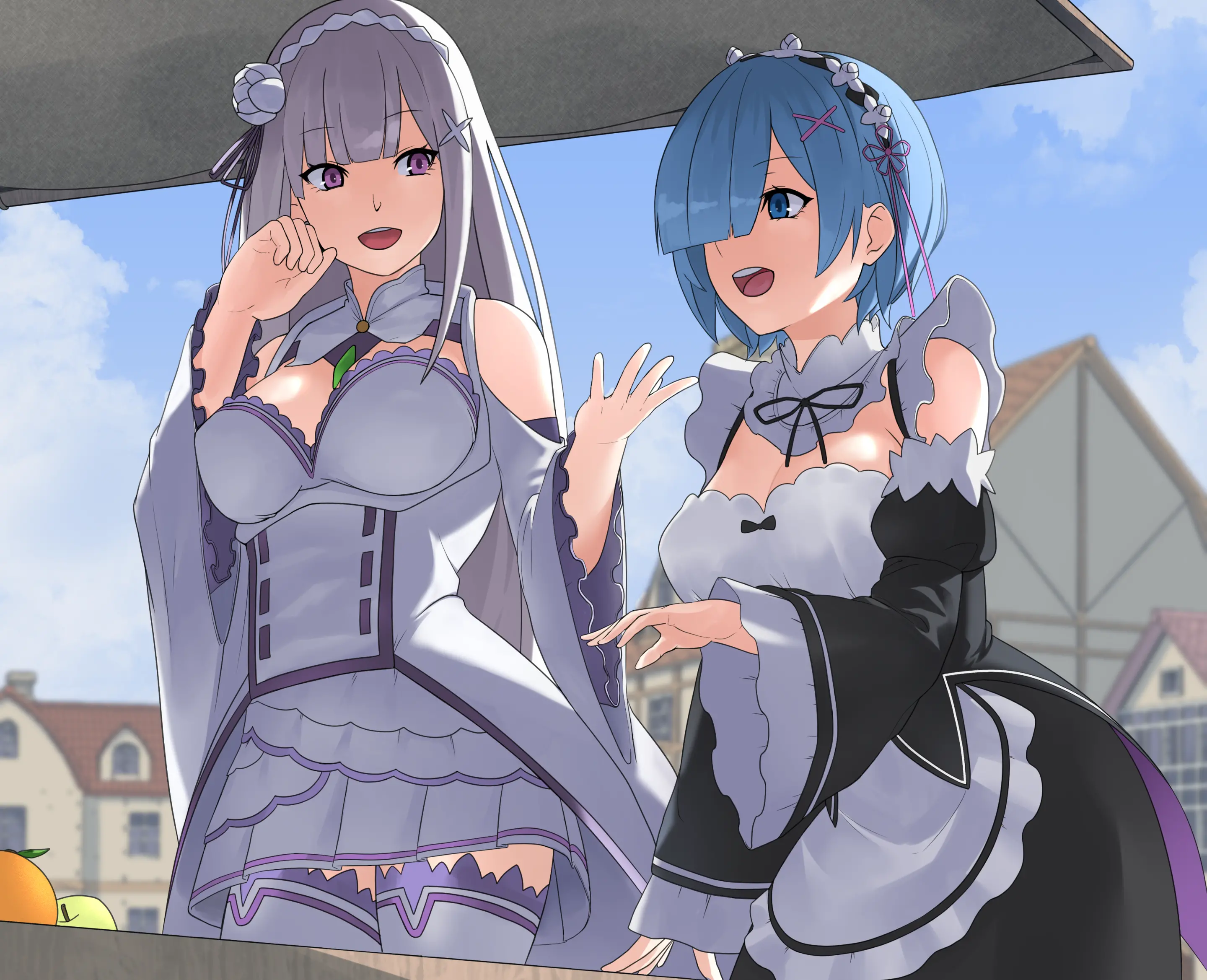 Rem To Emilia Ga Jikan Teishi Sarete Okasarechau | 렘과 에밀리아가 시간정지 당해서 범해진다